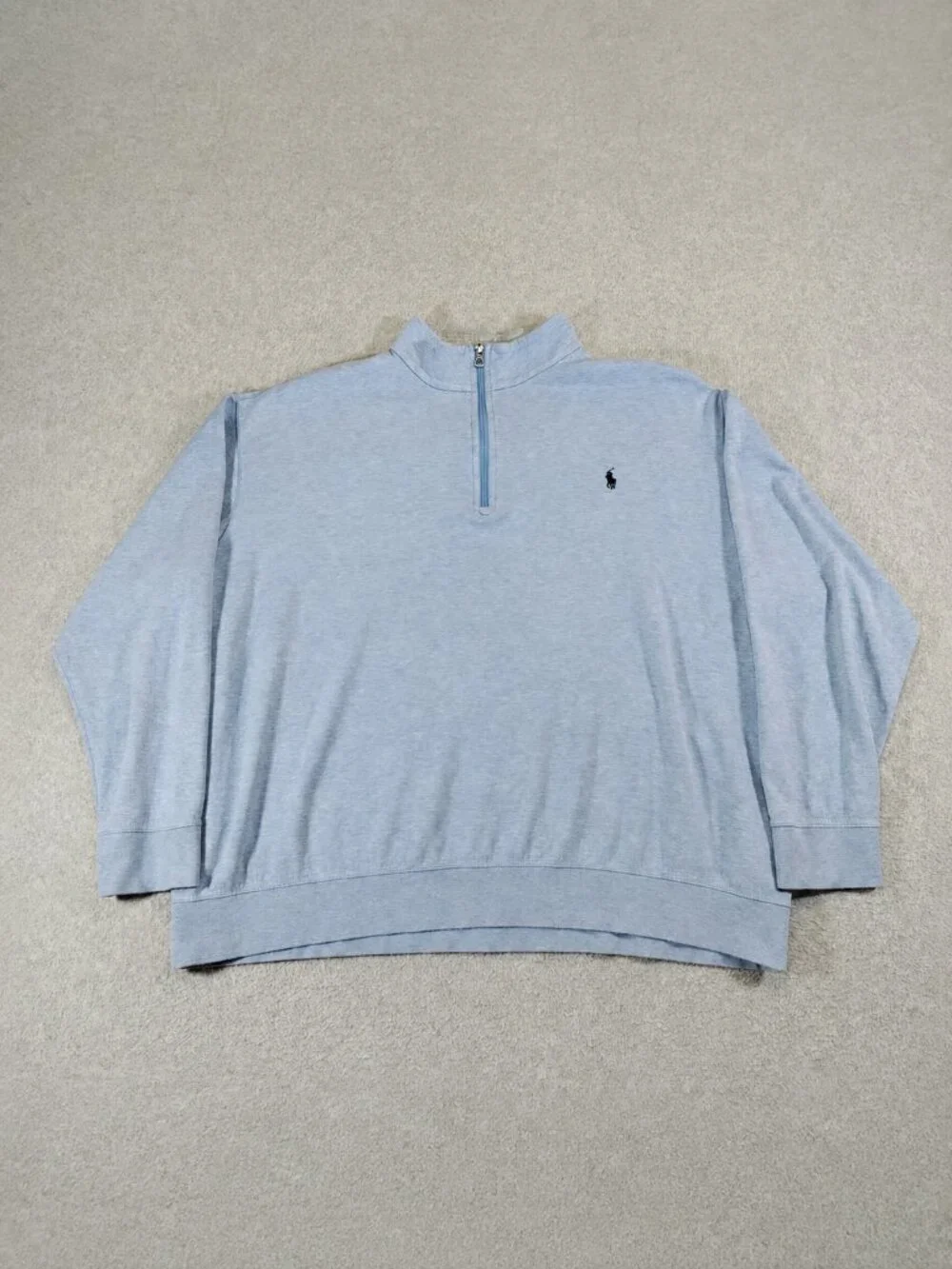 Polo Ralph Lauren Mens 2XB Luxury Jersey 1/4 Zip Pullover Light Blue Big & Tall